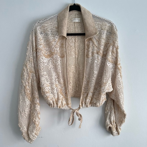 By Anthropologie Cropped Lace Cardigan Sweater XS - Picture 3 of 7